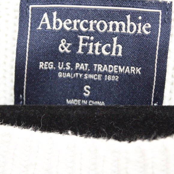 Abercrombie & Fitch Sweater Women Small White Pullover Cropped Preppy Waist Tie - Picture 2 of 3